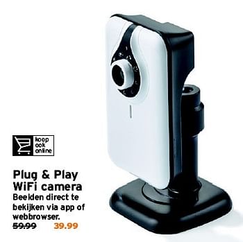 Aanbiedingen Plug + play wifi camera - Huismerk - Gamma - Geldig van 17/08/2015 tot 23/08/2015 bij Gamma