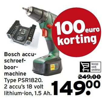 Aanbiedingen Bosch accuschroefboormachine psr1820 - Bosch - Geldig van 17/08/2015 tot 23/08/2015 bij Gamma