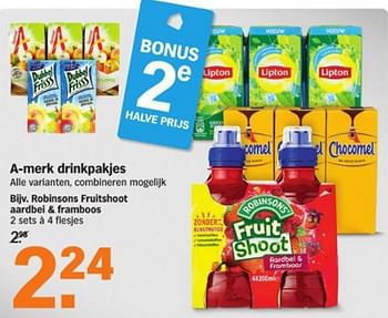 Aanbiedingen Robinsons fruitshoot aardbei+framboos - Robinsons - Geldig van 17/08/2015 tot 23/08/2015 bij Albert Heijn