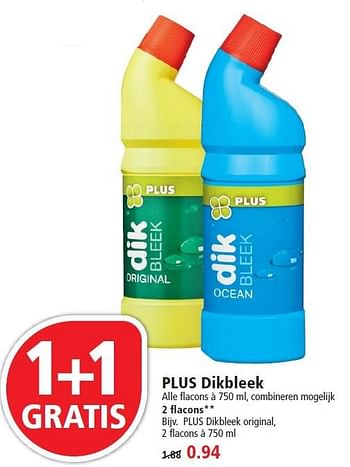 Aanbiedingen Plus dikbleek original, 2 flacons - Huismerk - Plus - Geldig van 16/08/2015 tot 22/08/2015 bij Plus