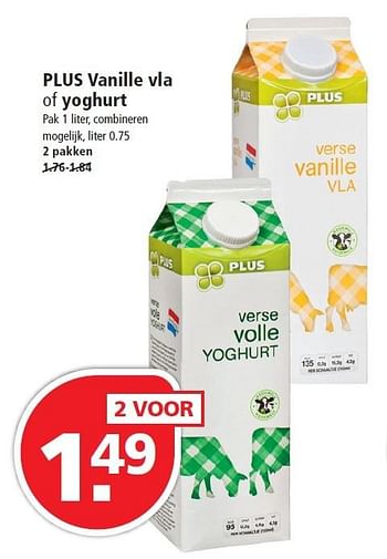 Aanbiedingen Plus vanille vla of yoghurt - Huismerk - Plus - Geldig van 16/08/2015 tot 22/08/2015 bij Plus