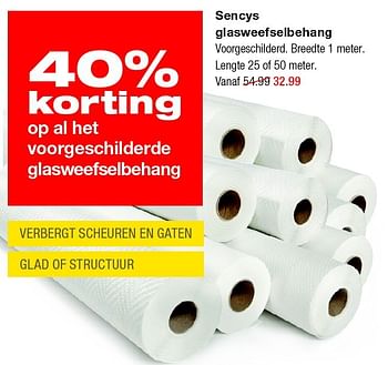 Aanbiedingen Sencys glasweefselbehang - Sencys - Geldig van 17/08/2015 tot 23/08/2015 bij Praxis