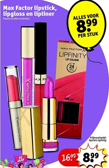 Aanbiedingen Lipstick lipfinity - Max Factor - Geldig van 18/08/2015 tot 23/08/2015 bij Kruidvat