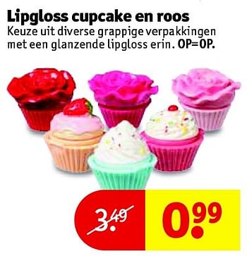 Aanbiedingen Lipgloss cupcake en roos - Huismerk - Kruidvat - Geldig van 18/08/2015 tot 23/08/2015 bij Kruidvat