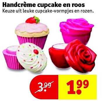 Aanbiedingen Handcrème cupcake en roos - Huismerk - Kruidvat - Geldig van 18/08/2015 tot 23/08/2015 bij Kruidvat