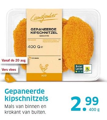 Aanbiedingen Gepaneerde kipschnitzels - Landjonker - Geldig van 17/08/2015 tot 23/08/2015 bij Lidl