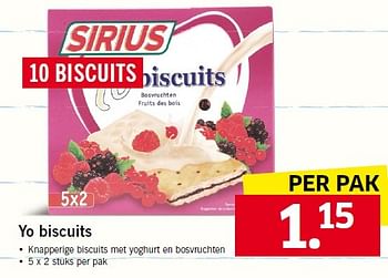 Aanbiedingen Yo biscuits - Sirius - Geldig van 17/08/2015 tot 23/08/2015 bij Lidl