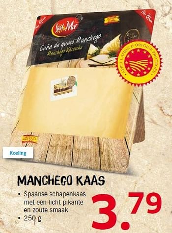 Aanbiedingen Manchego kaas - Sol &amp; Mar - Geldig van 17/08/2015 tot 23/08/2015 bij Lidl