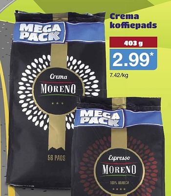 Aanbiedingen Crema koffiepads - Moreno - Geldig van 19/08/2015 tot 25/08/2015 bij Aldi