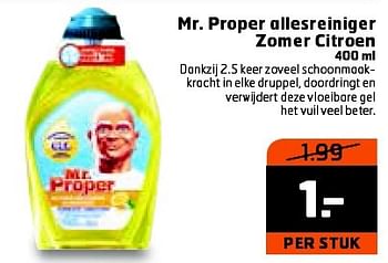 Aanbiedingen Mr. proper allesreiniger zomer citroen - Mr. Propre - Geldig van 18/08/2015 tot 30/08/2015 bij Trekpleister
