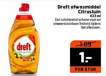 Aanbiedingen Dreft afwasmiddel citrustuin - Dreft - Geldig van 18/08/2015 tot 30/08/2015 bij Trekpleister