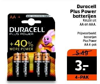 Aanbiedingen Batterijen plus power - Duracell - Geldig van 18/08/2015 tot 30/08/2015 bij Trekpleister