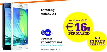 Aanbiedingen Samsung galaxy a3 - Samsung - Geldig van 12/08/2015 tot 31/08/2015 bij Telecombinatie