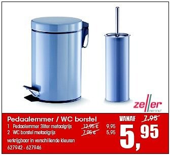 Aanbiedingen Pedaalemmer - wc borstel wc borstel metaalgrijs - Zeller Present - Geldig van 24/08/2015 tot 04/10/2015 bij Multi Bazar