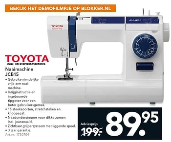 Aanbiedingen Toyota naaimachine jcb15 - Toyota - Geldig van 24/08/2015 tot 02/09/2015 bij Blokker