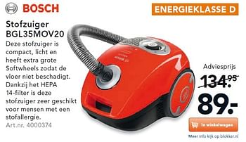 Aanbiedingen Bosch stofzuiger fc9720-09 powerpro expert - Bosch - Geldig van 24/08/2015 tot 02/09/2015 bij Blokker
