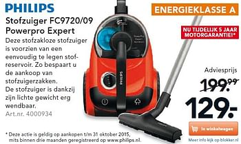 Aanbiedingen Philips stofzuiger fc9720-09 powerpro expert - Philips - Geldig van 24/08/2015 tot 02/09/2015 bij Blokker