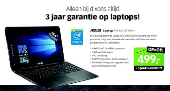 Aanbiedingen Asus laptop f554la-xx784h - Asus - Geldig van 22/08/2015 tot 06/09/2015 bij Dixons