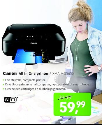 Aanbiedingen Canon all-in-one-printer pixma mg5650 - Canon - Geldig van 22/08/2015 tot 06/09/2015 bij Dixons