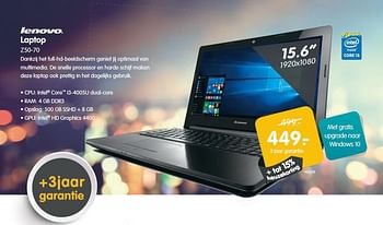 Aanbiedingen Lenovo laptop z50-70 - Lenovo - Geldig van 22/08/2015 tot 06/09/2015 bij MyCom