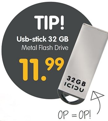 Aanbiedingen Usb-stick 32 gb metal flash drive - Icidu - Geldig van 22/08/2015 tot 06/09/2015 bij MyCom