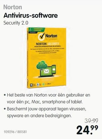 Aanbiedingen Antivirus-software security 2.0 - Norton - Geldig van 22/08/2015 tot 06/09/2015 bij MyCom