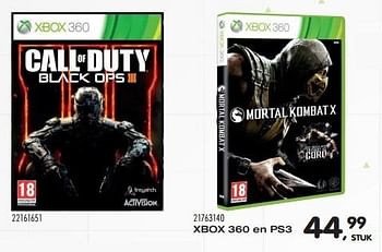 Aanbiedingen Xbox 360 en ps3 call of duty black ops lll, mortal kombat x - Activision - Geldig van 01/09/2015 tot 29/09/2015 bij Supra Bazar