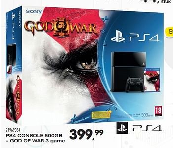 Aanbiedingen Ps4 console 500gb + god of war 3 game - Sony - Geldig van 01/09/2015 tot 29/09/2015 bij Supra Bazar