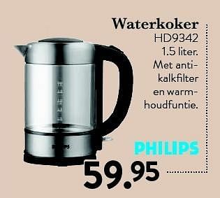 Aanbiedingen Waterkoker hd9342 - Philips - Geldig van 28/08/2015 tot 20/09/2015 bij Cook & Co