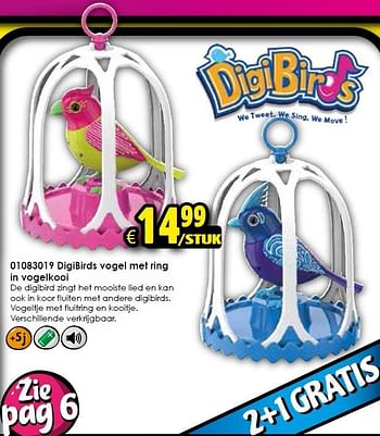 Aanbiedingen Digibirds vogel met ring in vogelkooi - DigiBirds - Geldig van 29/08/2015 tot 13/09/2015 bij ToyChamp