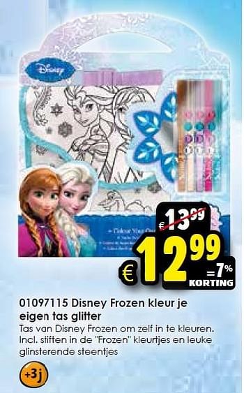 Aanbiedingen Disney frozen kleur je eigen tas glitter - Disney  Frozen - Geldig van 29/08/2015 tot 13/09/2015 bij ToyChamp