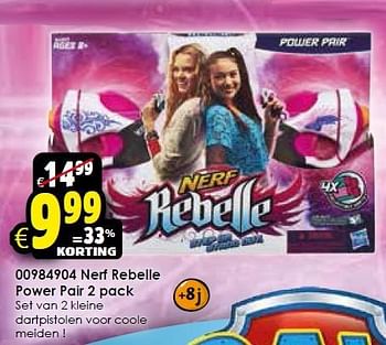 Aanbiedingen Nerf rebelle power pair 2 pack - Nerf - Geldig van 29/08/2015 tot 13/09/2015 bij ToyChamp