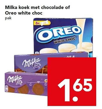 Aanbiedingen Milka koek met chocolade of oreo white choc - Milka - Geldig van 30/08/2015 tot 05/09/2015 bij Deen Supermarkten