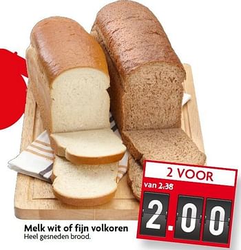 Aanbiedingen Melk wit of fijn volkoren - Huismerk - Deka Markt - Geldig van 30/08/2015 tot 05/09/2015 bij Deka Markt