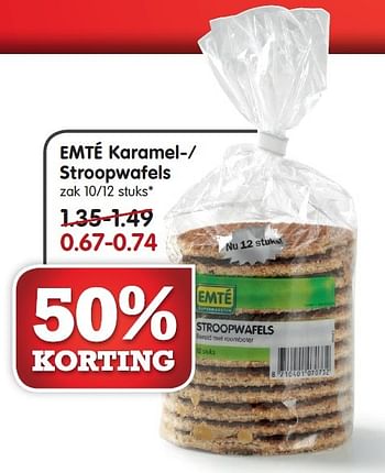 Aanbiedingen Emté karamel- stroopwafels - Huismerk - Em-té - Geldig van 30/08/2015 tot 05/09/2015 bij Em-té