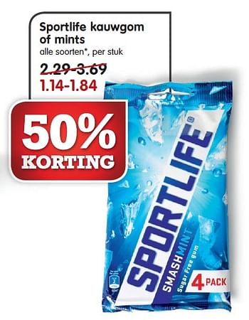 Aanbiedingen Sportlife kauwgom of mints - Sportlife - Geldig van 30/08/2015 tot 05/09/2015 bij Em-té