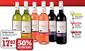 Aanbiedingen Prickly french wit, rosé of rood, frankrijk - Rosé wijnen - Geldig van 30/08/2015 tot 05/09/2015 bij Em-té