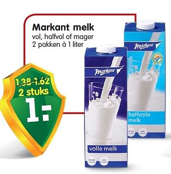 Aanbiedingen Markant melk vol, halfvol of mager - Markant - Geldig van 30/08/2015 tot 05/09/2015 bij Em-té