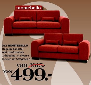 Aanbiedingen 3+2 montebello degelijk bankstel - Huismerk - Seats and Sofas - Geldig van 31/08/2015 tot 05/09/2015 bij Seats and Sofas