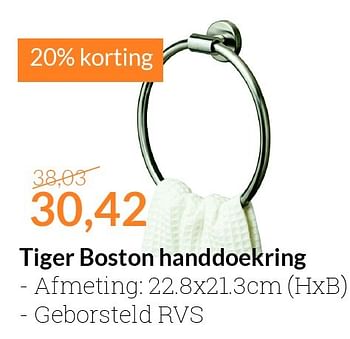 Aanbiedingen Tiger boston handdoekring - Tiger - Geldig van 01/09/2015 tot 30/09/2015 bij Sanitairwinkel
