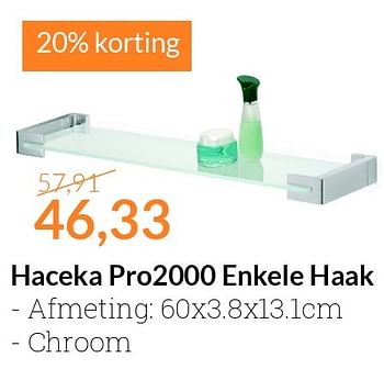 Aanbiedingen Haceka pro2000 enkele haak - Haceka - Geldig van 01/09/2015 tot 30/09/2015 bij Sanitairwinkel