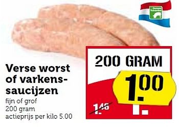 Aanbiedingen Verse worst of varkenssaucijzen - Huismerk - Coop - Geldig van 31/08/2015 tot 06/09/2015 bij Coop
