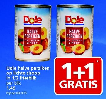 Aanbiedingen Dole halve perziken op lichte siroop - Dole - Geldig van 31/08/2015 tot 06/09/2015 bij Jan Linders