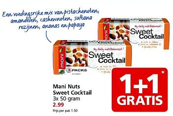 Aanbiedingen Mani nuts sweet cocktail - Mani - Geldig van 31/08/2015 tot 06/09/2015 bij Jan Linders