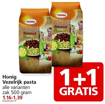 Aanbiedingen Honig vezelrijk pasta - Honig - Geldig van 31/08/2015 tot 06/09/2015 bij Jan Linders