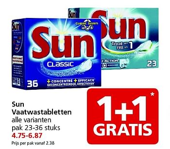 Aanbiedingen Sun vaatwastabletten - Sun - Geldig van 31/08/2015 tot 06/09/2015 bij Jan Linders