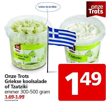 Aanbiedingen Onze trots griekse koolsalade of tzatziki - Huismerk - Jan Linders - Geldig van 31/08/2015 tot 06/09/2015 bij Jan Linders