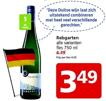 Aanbiedingen Rebgarten varianten - Witte wijnen - Geldig van 31/08/2015 tot 06/09/2015 bij Jan Linders