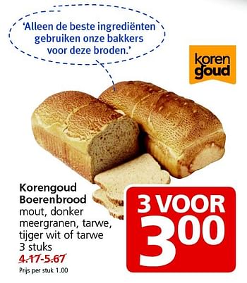 Aanbiedingen Korengoud boerenbrood - Korengoud - Geldig van 31/08/2015 tot 06/09/2015 bij Jan Linders