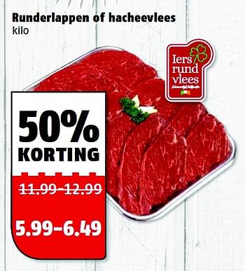 Aanbiedingen Runderlappen of hacheevlees - Huismerk Poiesz - Geldig van 31/08/2015 tot 06/09/2015 bij Poiesz